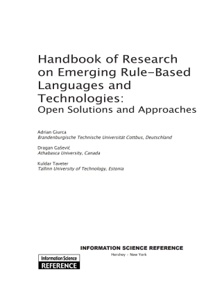 Handbook of Research on Emerging Rule-Based Languages and Technologies: Open Solutions and Approaches