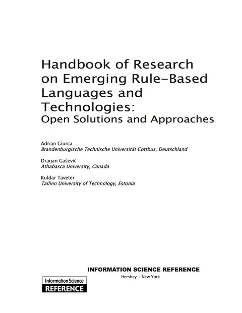 Cover image for book Handbook of Research on Emerging Rule-Based Languages and Technologies