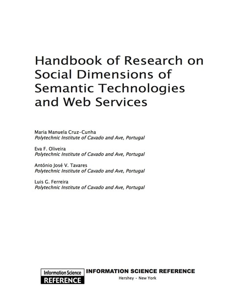 Cover image for book Handbook of Research on Social Dimensions of Semantic Technologies and Web Services