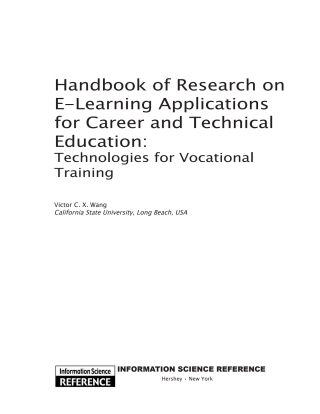 Handbook of Research on E-Learning Applications for Career and Technical Education: Technologies for Vocational Training