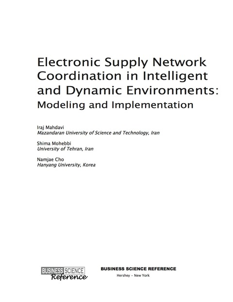 Cover image for book Electronic Supply Network Coordination in Intelligent and Dynamic Environments: Modeling and Implementation