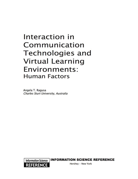 Cover image for book Interaction in Communication Technologies and Virtual Learning Environments