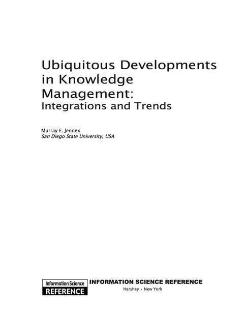 Cover image for book Ubiquitous Developments in Knowledge Management