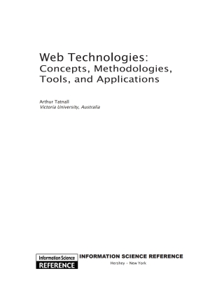 Web Technologies: Concepts, Methodologies, Tools, and Applications