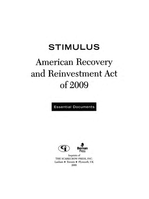 Cover image for book Stimulus: American Recovery and Reinvestment Act of 2009