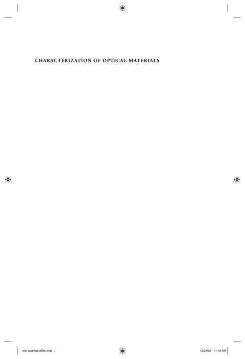 Cover image for book Characterization of Optical Materials