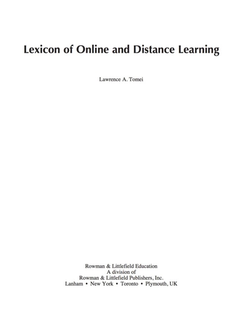 Lexicon of Online and Distance Learning 