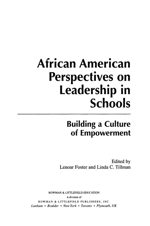 Cover image for book African American Perspectives on Leadership in Schools