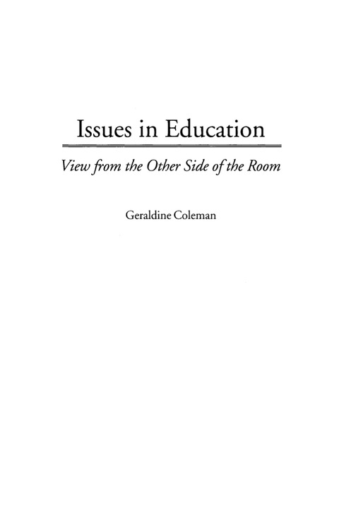 Cover image for book Issues in Education: View from the Other Side of the Room