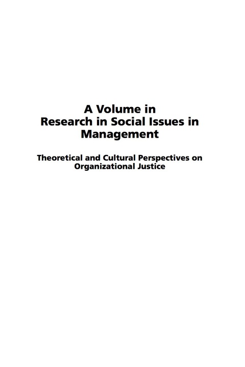 Cover image for book Theoretical & Cultural Perspectives on Organizational Justice