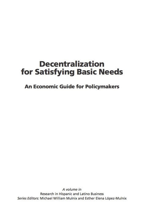 Cover image for book Decentralization for Satisfying Basic Needs: An Economic Guide for Policymakers