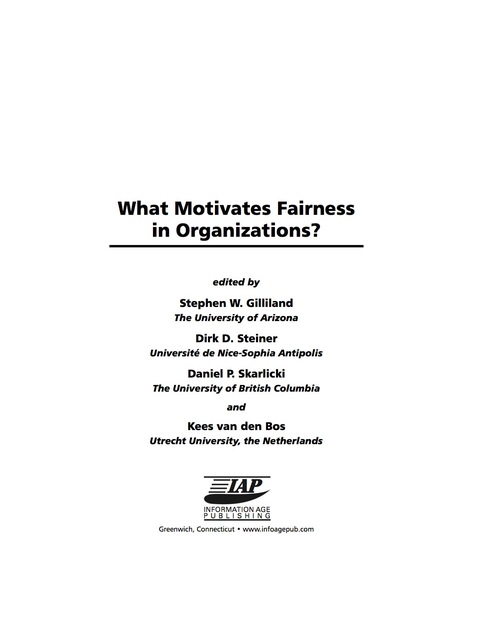 Cover image for book What Motivates Fairness in Organizations