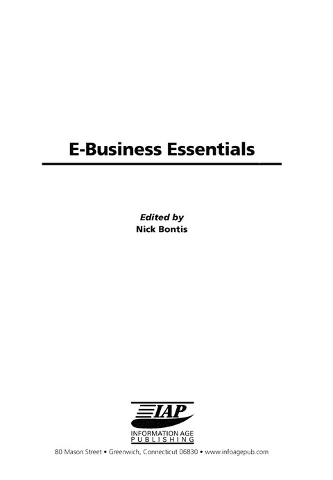 Cover image for book E-Business Essentials: Special Issue of the Quarterly Journal of Electronic Commerce