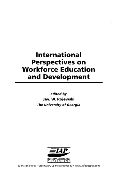 Cover image for book International Perspectives on Workforce Education and Development