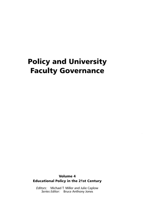 Cover image for book Policy and University Faculty Governance