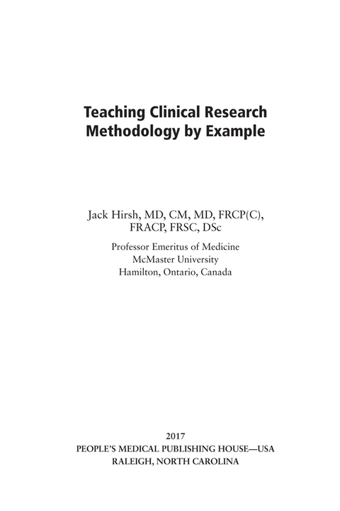 Cover image for book Teaching Clinical Research Methodology by Example