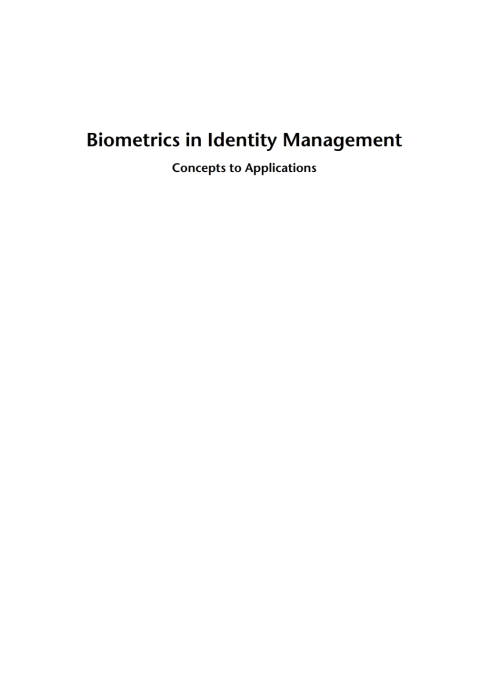 Cover image for book Biometrics in Identity Management: Concepts to Applications