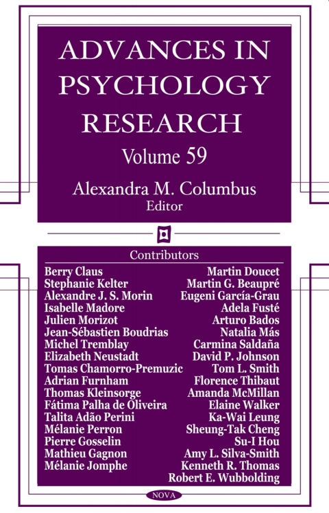 Cover image for book Advances in Psychology Research. Volume 59
