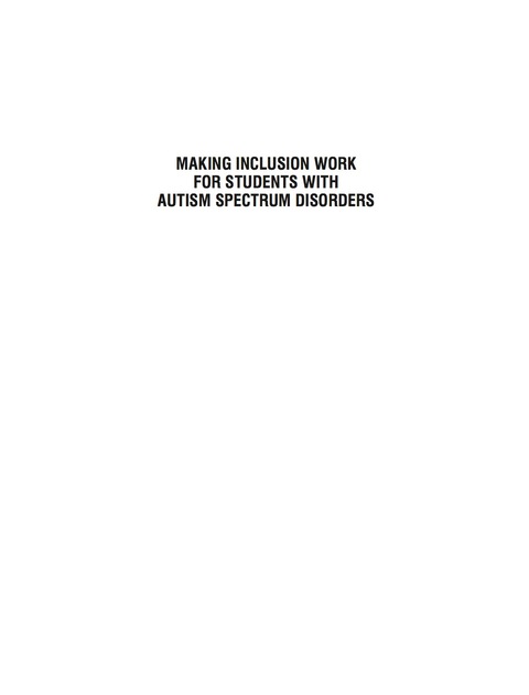 Cover image for book Making Inclusion Work for Students with Autism Spectrum Disorders