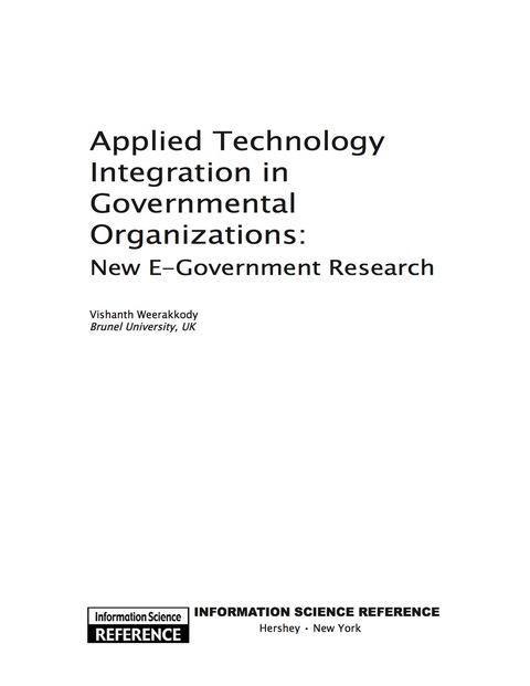 Cover image for book Applied Technology Integration in Governmental Organizations