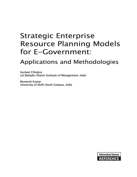 Cover image for book Strategic Enterprise Resource Planning Models for E-Government: Applications and Methodologies