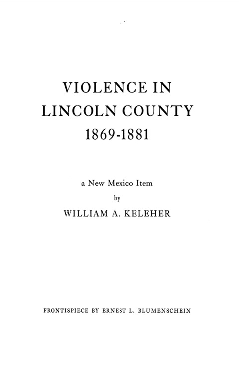 Cover image for book Violence in Lincoln County, 1869-1881