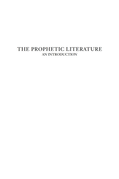 The Prophetic Literature 