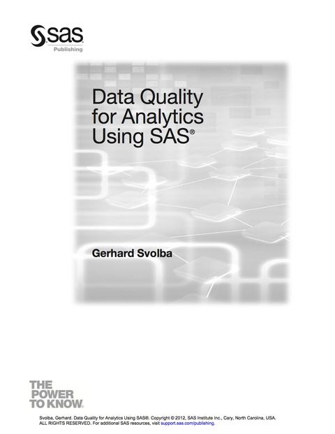 Data Quality for Analytics Using SAS 