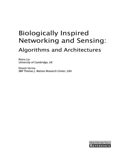 Cover image for book Biologically Inspired Networking and Sensing: Algorithms and Architectures