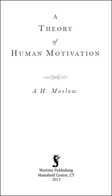 Cover image for book A Theory of Human Motivation