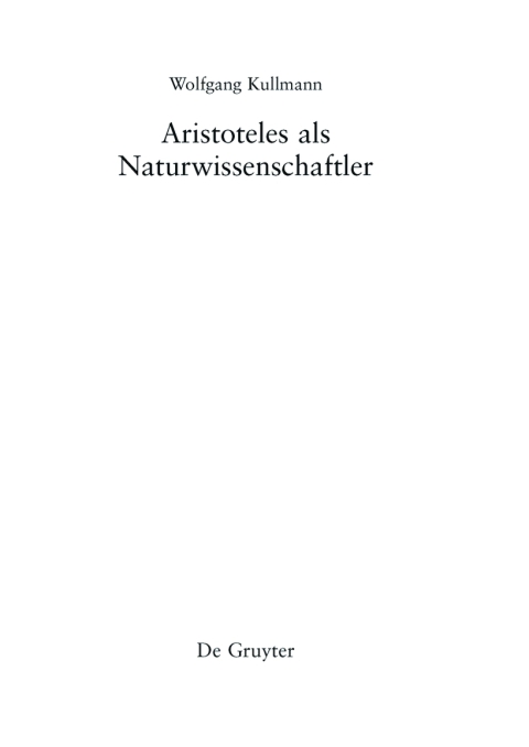 Cover image for book Aristoteles als Naturwissenschaftler