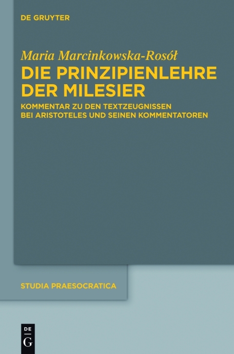 Cover image for book Die Prinzipienlehre der Milesier