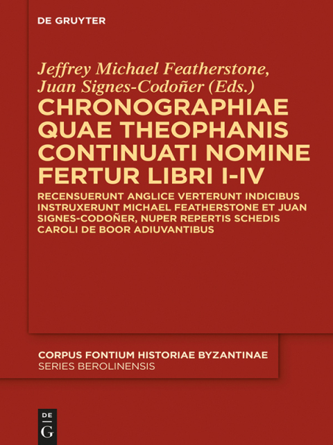 Cover image for book Chronographiae quae Theophanis Continuati nomine fertur Libri I-IV