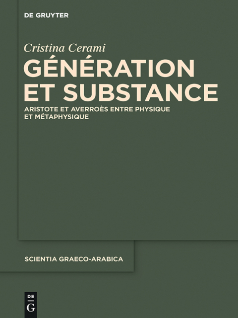 Cover image for book Génération et Substance