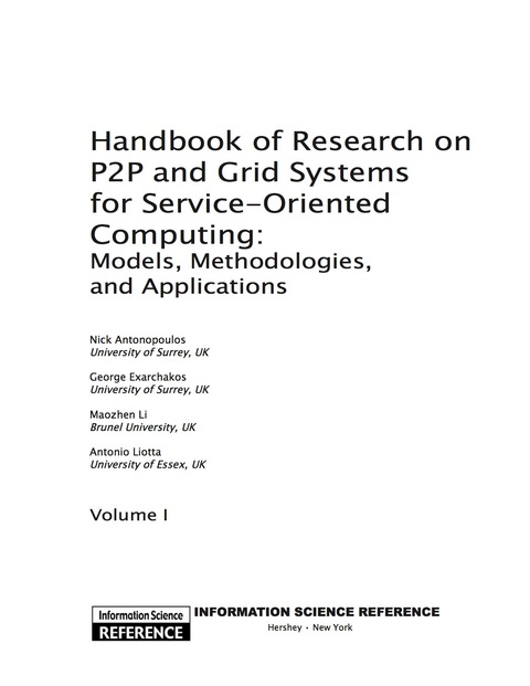 Cover image for book Handbook of Research on P2P and Grid Systems for Service-Oriented Computing