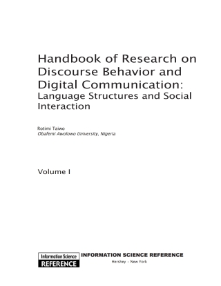 Handbook of Research on Discourse Behavior and Digital Communication: Language Structures and Social Interaction