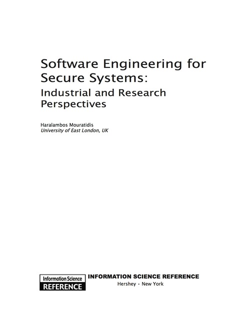 Cover image for book Software Engineering for Secure Systems