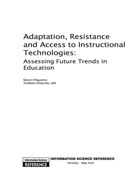 Cover image for book Adaptation, Resistance and Access to Instructional Technologies