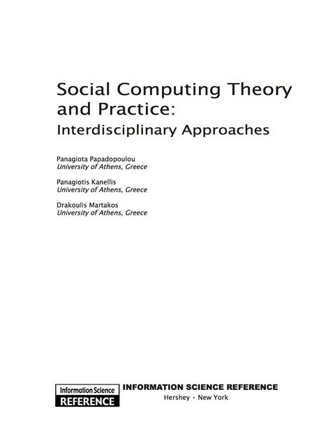 Cover image for book Social Computing Theory and Practice