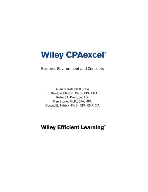 Cover image for book Wiley CPAexcel Exam Review: Course Outlines - Business Environment and Concepts