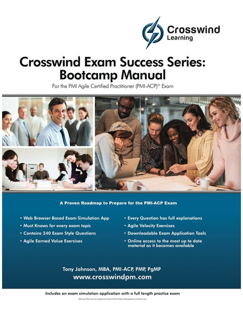 Cover image for book Crosswind Exam Success Series: PMI-ACP Exam Bootcamp Manual with Exam Sim App