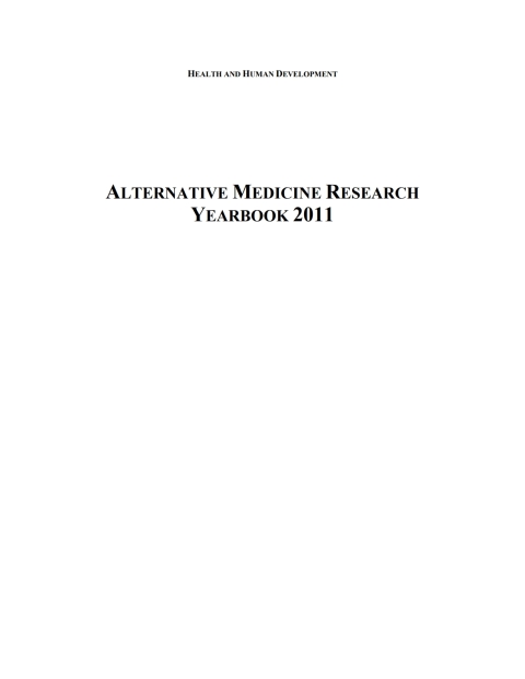 Cover image for book Alternative Medicine Research Yearbook 2011