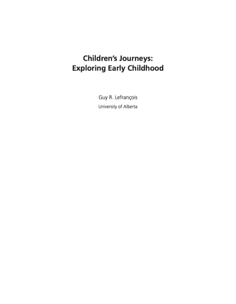 Cover image for book Children's Journeys: Exploring Early Childhood