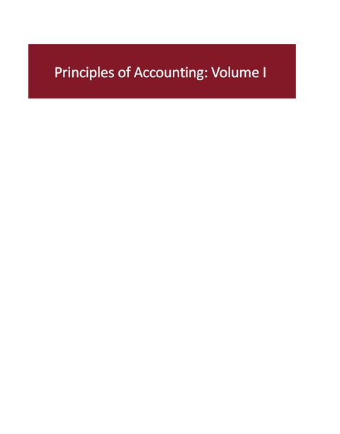 Cover image for book Principles of Accounting, Volume I
