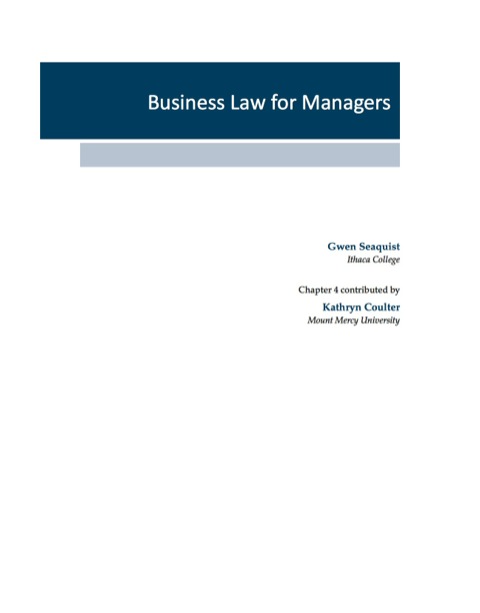 Cover image for book Business Law for Managers