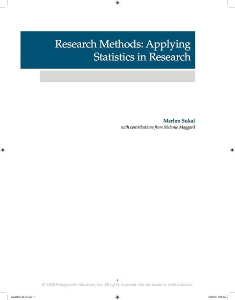 Cover image for book Research Methods: Applying Statistics in Research