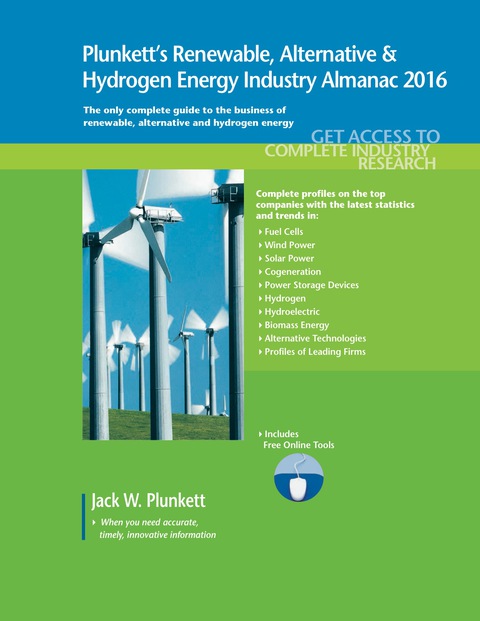 Cover image for book Plunkett's Renewable, Alternative & Hydrogen Energy Industry Almanac 2016