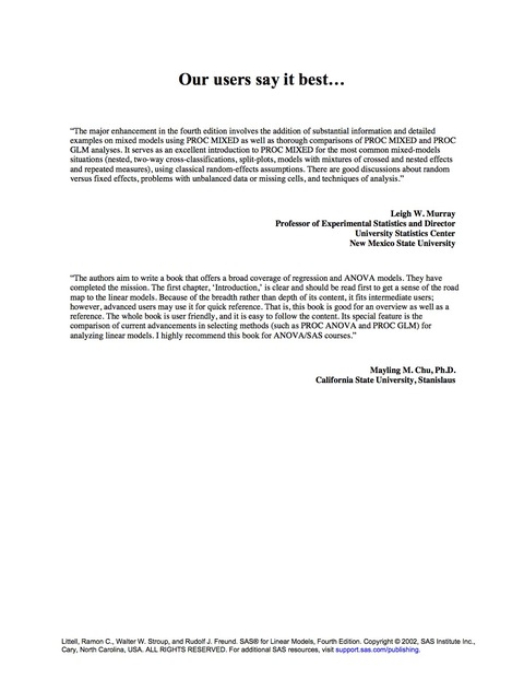 SAS for Linear Models 