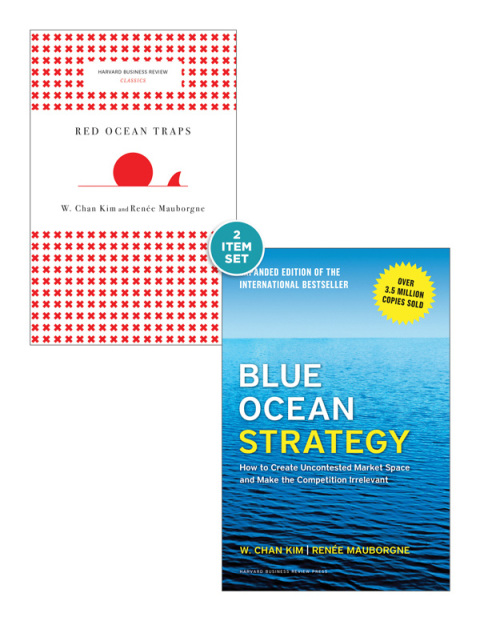 Cover image for book Blue Ocean Strategy with Harvard Business Review Classic Article “Red Ocean Traps” (2 Books)