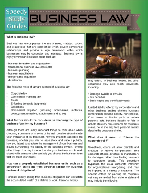 Cover image for book Business Law (Speedy Study Guides)